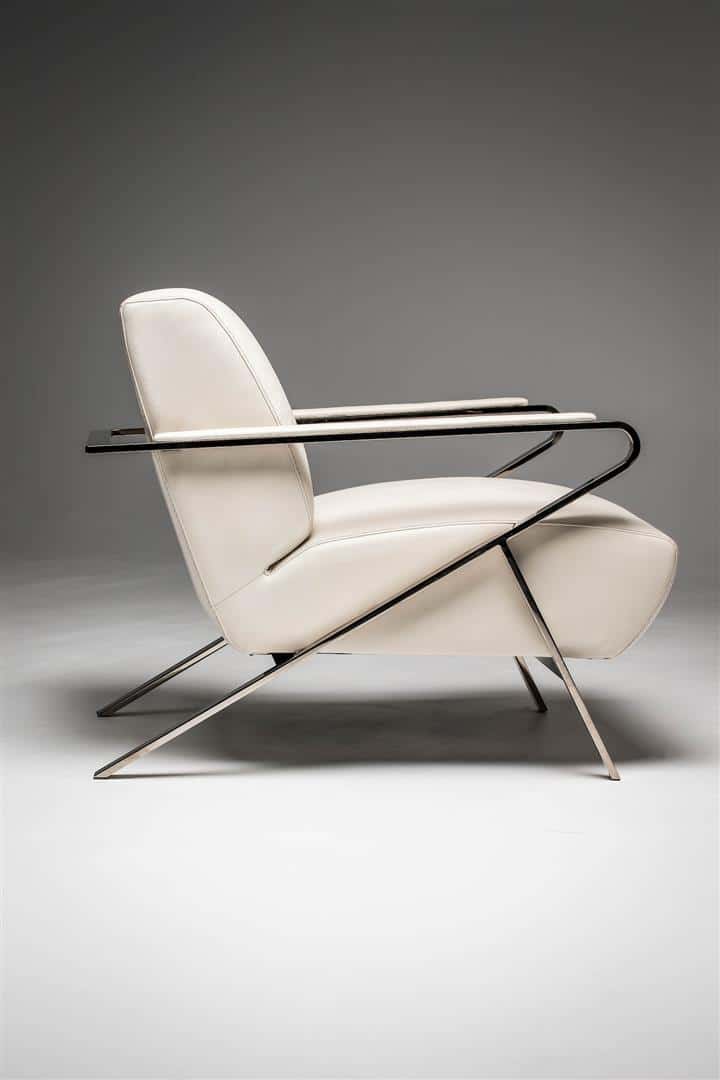 Modern Luxury - Oscar-Chair-Polished-Nickel-White-Leather-Side modern luxury interior design, Great Modern Luxury Products, BY DESIGN furniture + interior design